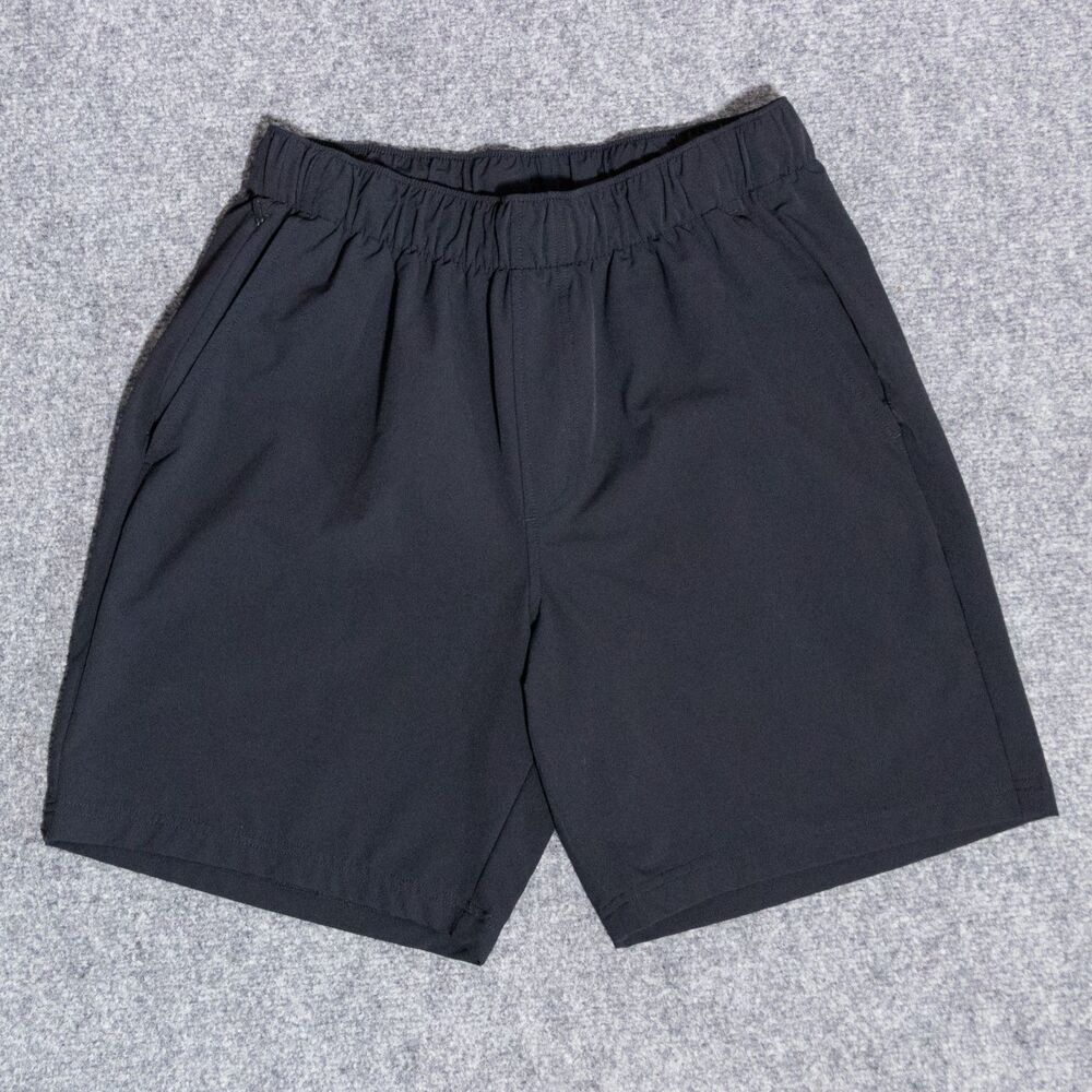 Rhoback Shorts Mens Large Black Everyday 7" Golf Running Zip Pockets Gym Stretch